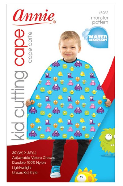 White Smoke ANNIE Kid Cutting Cape - Monster Pattern