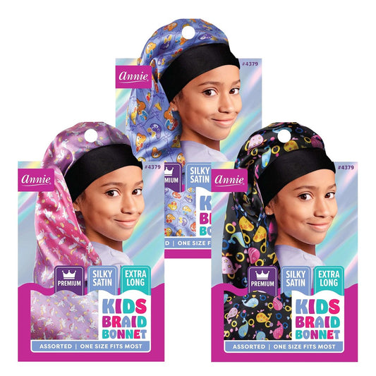 White Smoke ANNIE Premium Kid's Silky Wide Edge Braid Bonnet