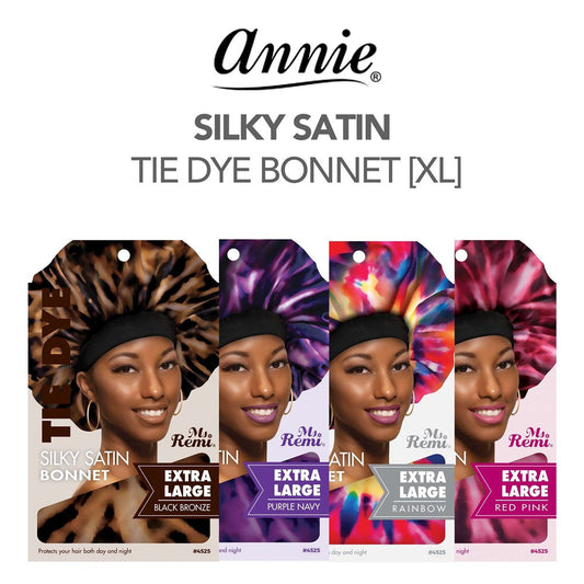 White Smoke ANNIE Silky Satin Tie Dye Bonnet [Extra Large]