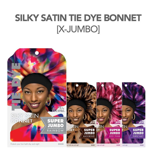 White Smoke ANNIE Silky Satin Tie Dye Bonnet [Super Jumbo]