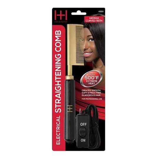 Black ANNIE Hot &amp; Hotter Electrical Straightening Comb [Medium Curved Teeth]