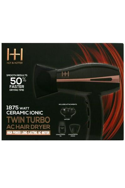 Black ANNIE Ceramic Ionic Twin Turbo AC Hair Dryer 1875W #05905