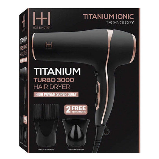 Black ANNIE Hot &amp; Hotter Titanium Turbo 3000 Hair Dryer