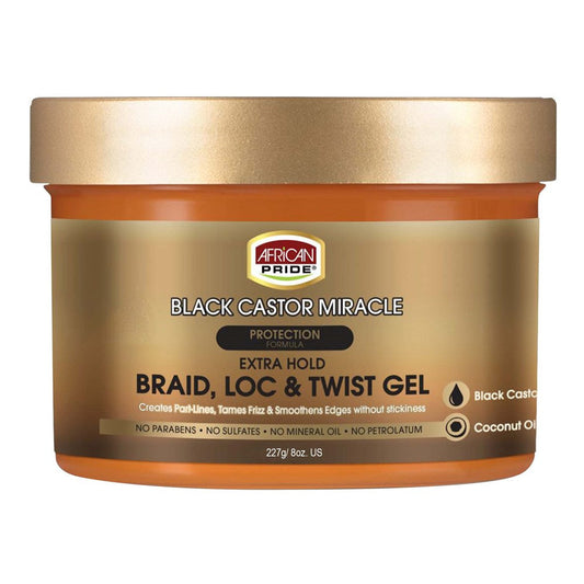 Dark Khaki AFRICAN PRIDE Black Castor Miracle Braid Loc &amp; Twist Gel (8oz)