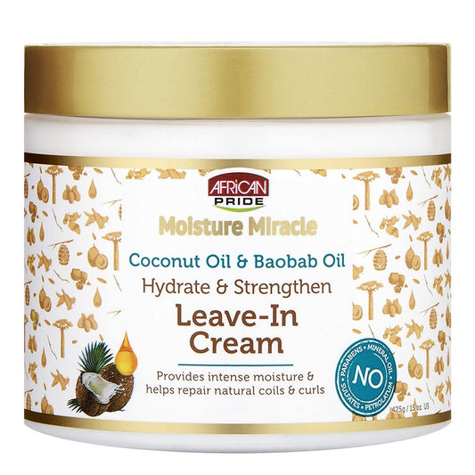 White Smoke AFRICAN PRIDE Moisture Miracle Coconut &amp; Baobab Oil Leave In Cream (15oz)