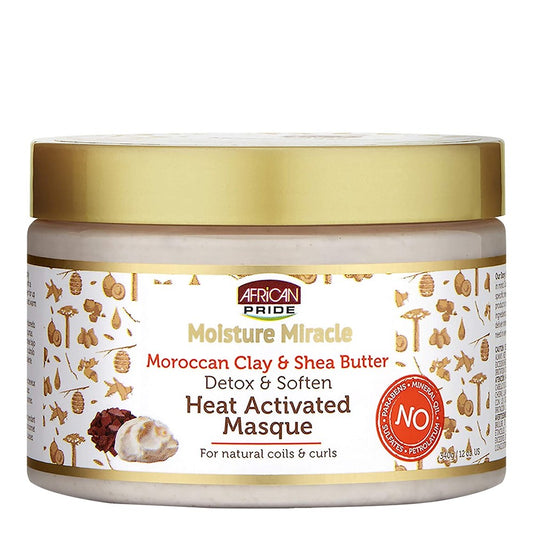 White Smoke AFRICAN PRIDE Moisture Miracle Moroccan Clay &amp; Shea Butter Heat Activated Masque (12oz)