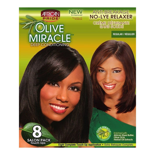 Black AFRICAN PRIDE Olive Miracle 8 Touch Up Relaxer Kit [Regular]