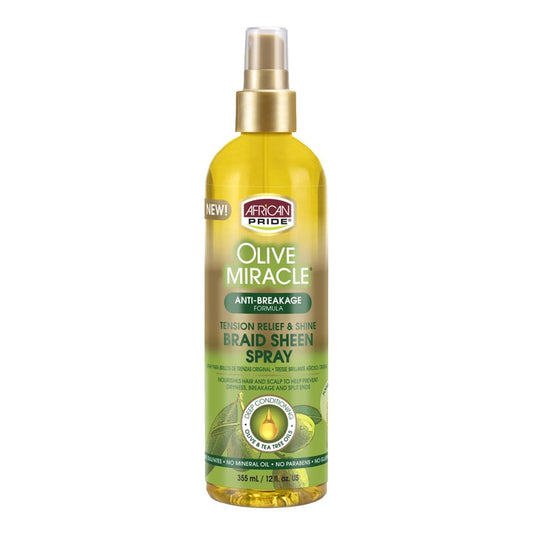White Smoke AFRICAN PRIDE Olive Miracle Braid Sheen Spray (12oz)