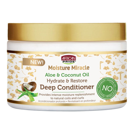 White Smoke AFRICAN PRIDE Moisture Miracle Aloe &amp; Coconut Oil Deep Conditioner (12oz)
