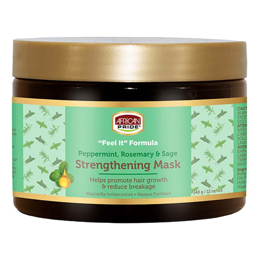 Black AFRICAN PRIDE Peppermint, Rosemary &amp; Sage Strengthening Mask (12oz)