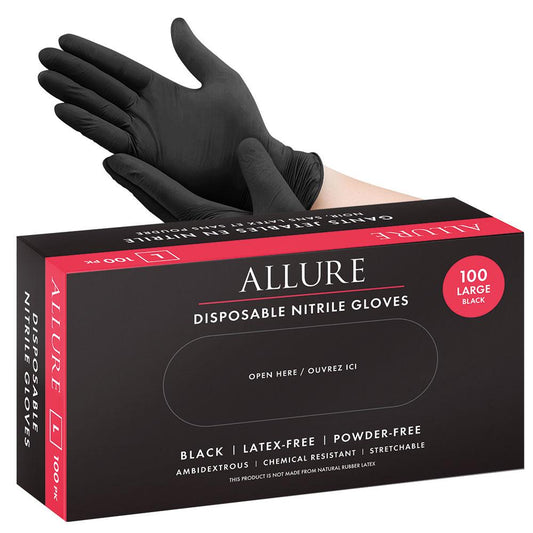 White Smoke Allure Nitrile Disposable Gloves Black 100pk