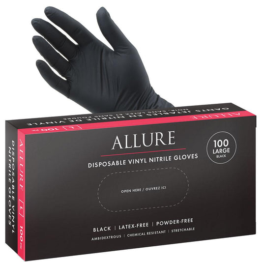 White Smoke Allure Vinyl Nitrile Gloves Black 100pk