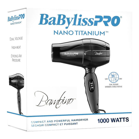 White Smoke BABYLISS PRO Bambino 5510 Nano Titanium Travel Dryer [Dual Voltage]