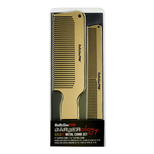 Dark Olive Green BABYLISS PRO Gold Metal Comb Set [9" clipper &amp; 7-1/2" cutting comb]