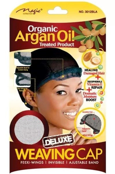 Black MAGIC COLLECTION Weaving Cap Adjustable with Argan Oil Treated