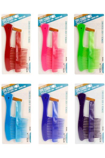 White Smoke MAGIC COLLECTION Rake Handle &amp; Styling Comb 2pcs
