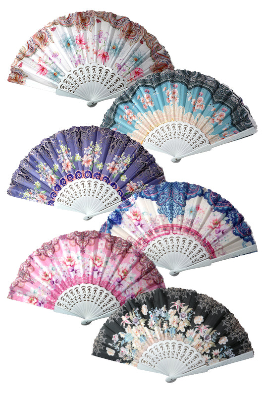 White Smoke BS Folding Fan #IFA-038 - dz