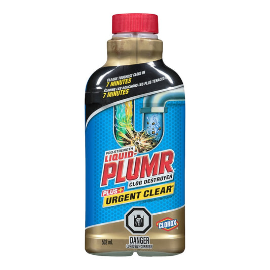 White Smoke CLOROX LIQUID PLUMR Clog Destroyer + Urgent Clear (502ML)