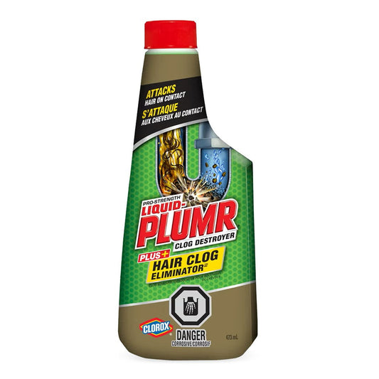White Smoke CLOROX LIQUID PLUMR Clog Destroyer + Hair Clog Eliminator (473ML)