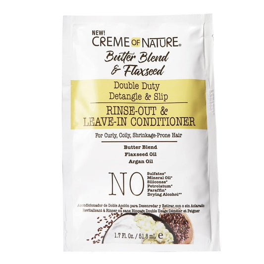 White Smoke CREME OF NATURE Butter Blend &amp; Flaxseed Rinse Out &amp; Leave In Conditioner Packet (1.7oz)