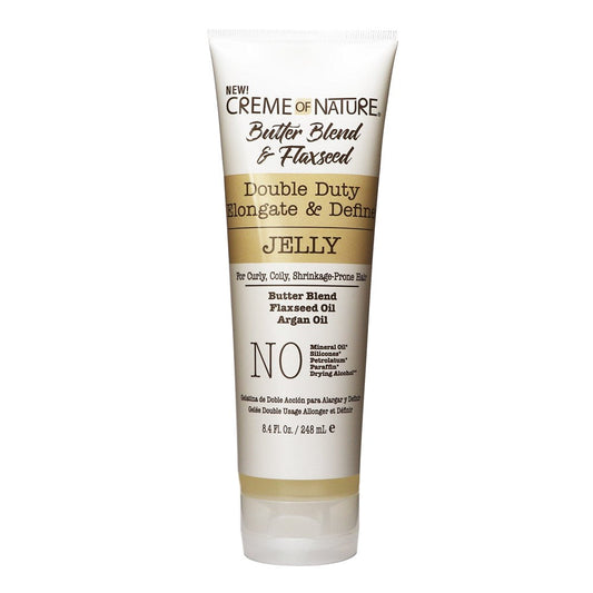White Smoke CREME OF NATURE Butter Blend &amp; Flaxseed Double Duty Elongate &amp; Define Jelly (8.4oz)