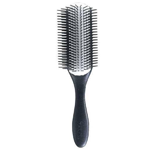 White Smoke Denman  9Row Textured Handle Brush