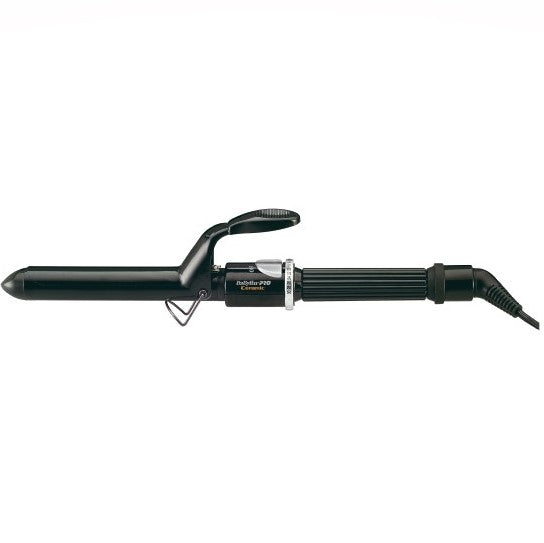 White Smoke BabylissPRO Ceramic Spring Handle Curling Iron 1″