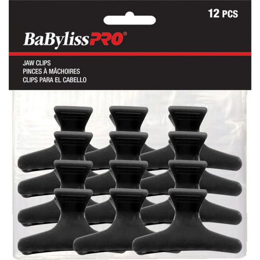 Dark Slate Gray BabylissPRO Plastic Jaw Clips – Black 12/pack