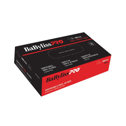 White Smoke BaBylissPRO  Black Disposable Vinyl Gloves  Large 100pk