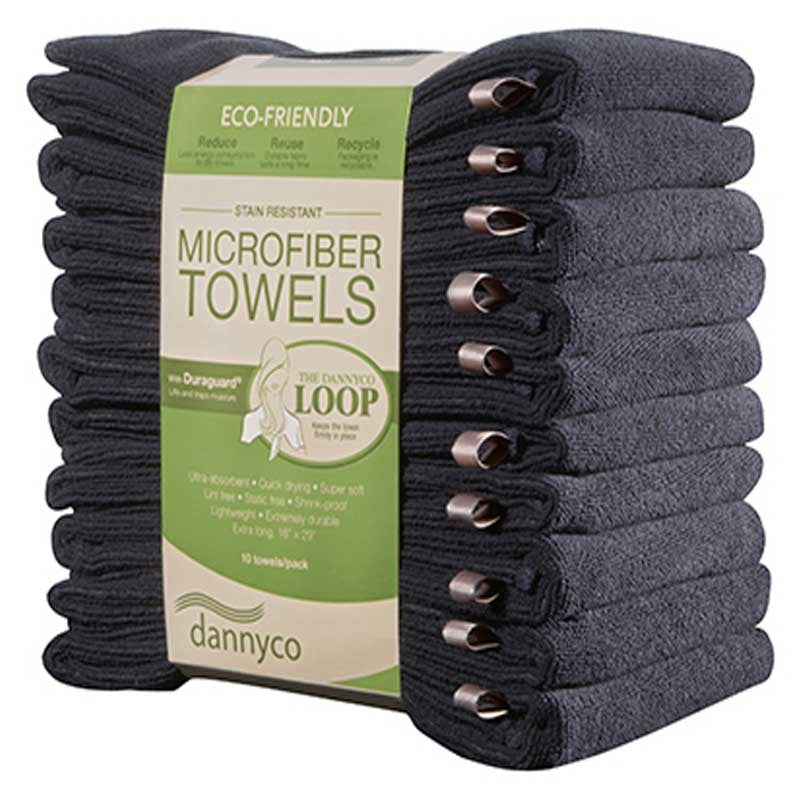 White Smoke BaBylissPRO  EcoFriendly Microfiber Towels  10/pack  Black