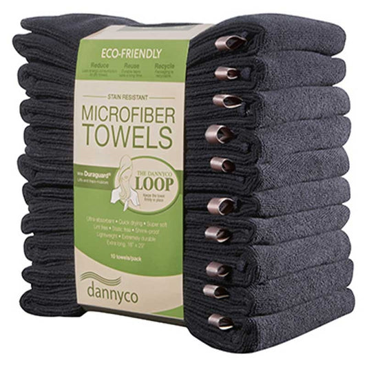 White Smoke BaBylissPRO  EcoFriendly Microfiber Towels  10/pack  Black