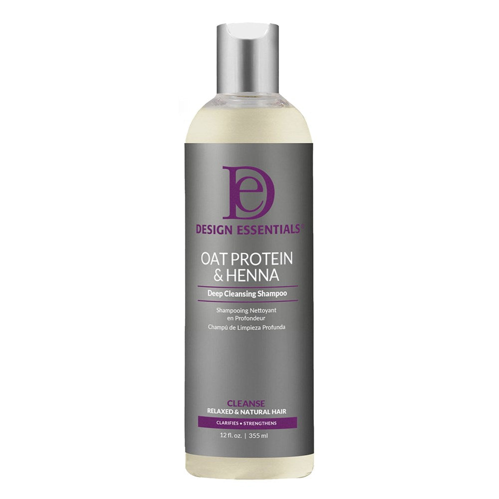Dim Gray DESIGN ESSENTIALS Oat Protein &amp; Henna Deep Cleansing Shampoo (12oz)