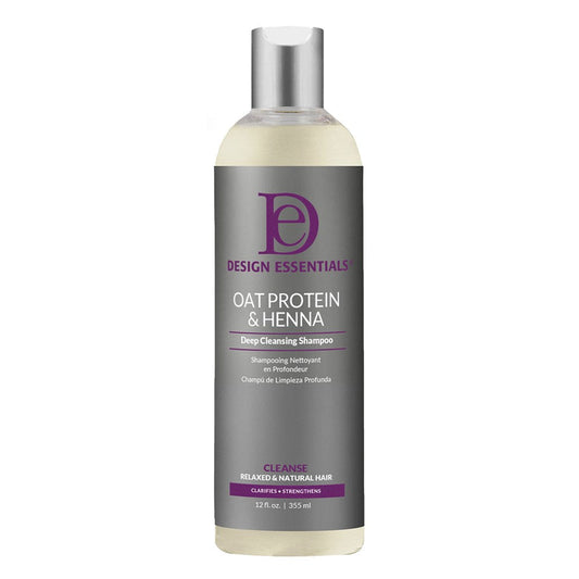 Dim Gray DESIGN ESSENTIALS Oat Protein &amp; Henna Deep Cleansing Shampoo (12oz)