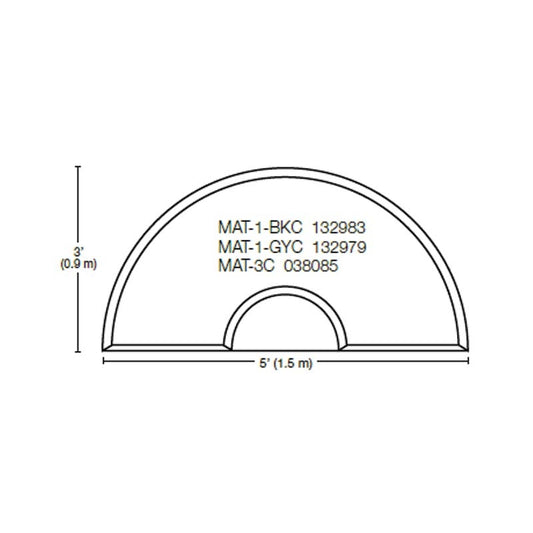 White Smoke Dannyco  Anti Fatigue Semi Circular Mats  Solid Black