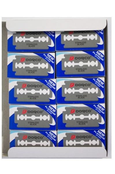 Gray DORCO Platinum Stainless Steel Blades Blue ST300 [10 BladesX10packs/Box]
