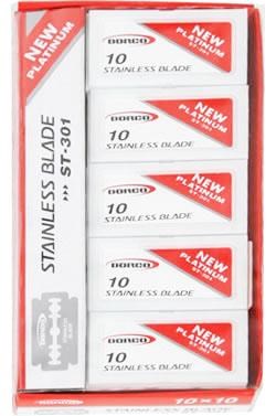 White Smoke DORCO Platinum Stainless Steel Blades Red ST301 [10 BladesX10ct/Pack]