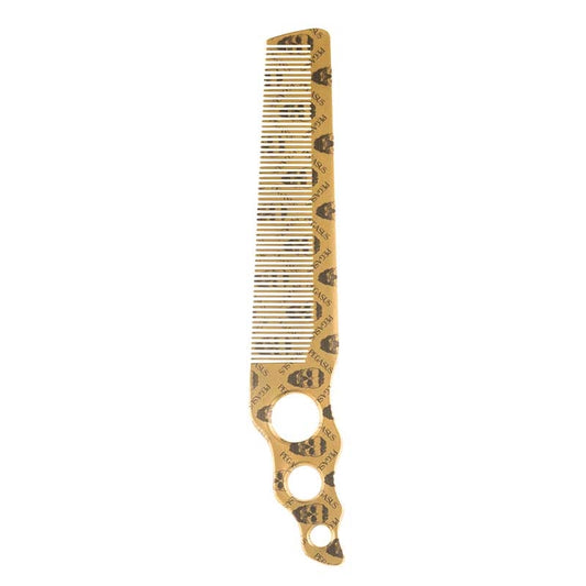 White Smoke Pegasus  Skelleto Gold Hard Rubber Clipper Comb  8.03in