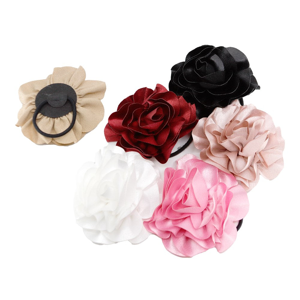 White Smoke KIM &amp; C Ponytail Holder With Handmade Flower (12pcs)
