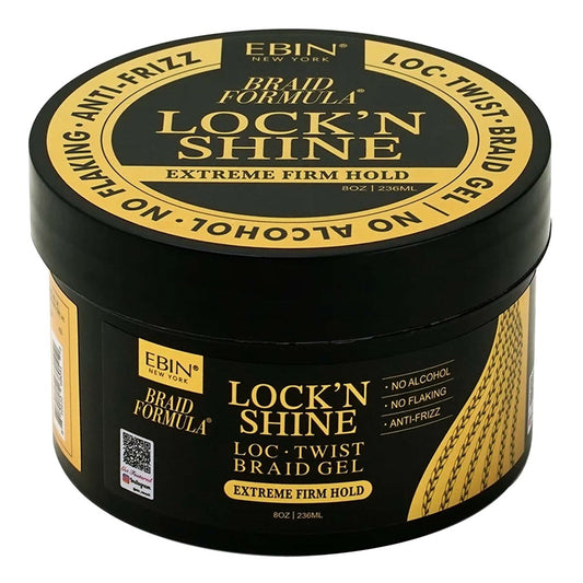 Black EBIN Braid Formula Lock'n Shine Loc, Twist, Braid Gel [Extreme Firm Hold]