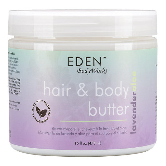 Light Gray EDEN BODYWORKS Lavender Aloe Hair &amp; Body Butter (16oz/473ml)