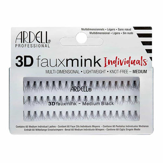 Light Gray Ardell 3D Fauxmink Individual Lashes - Medium Black 51817
