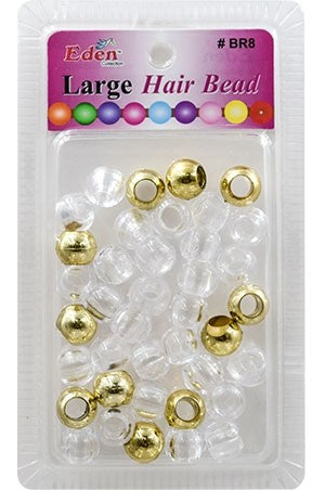 Eden LG Blister Round Bead-Gold+Clear(32ea/pk) #BR8-MGC -pk