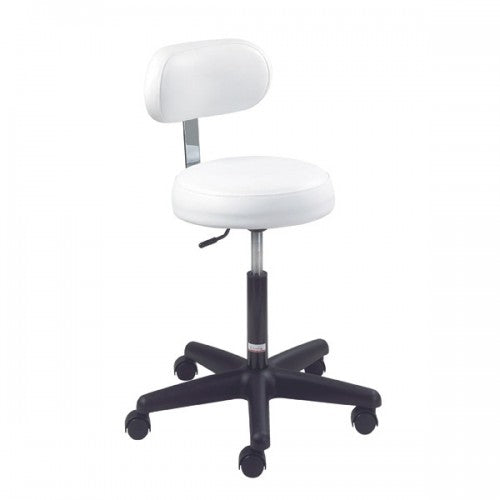 White Smoke Equipro Round Stool With Backrest
