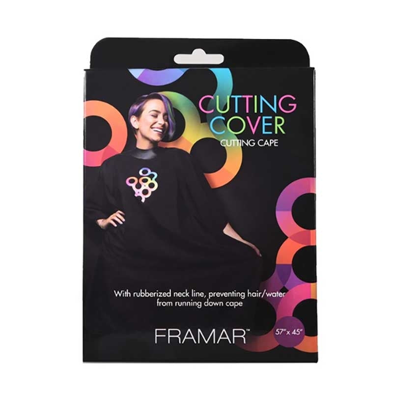 Black Framar  Cutting Cover Poly Cape w/Snaps   Rubber Neck