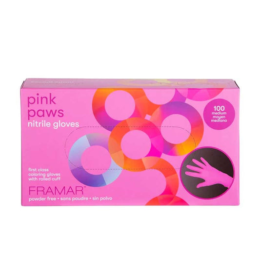 Hot Pink Framar  (90016) Pink Paws Nitrile Gloves  Small  100pk