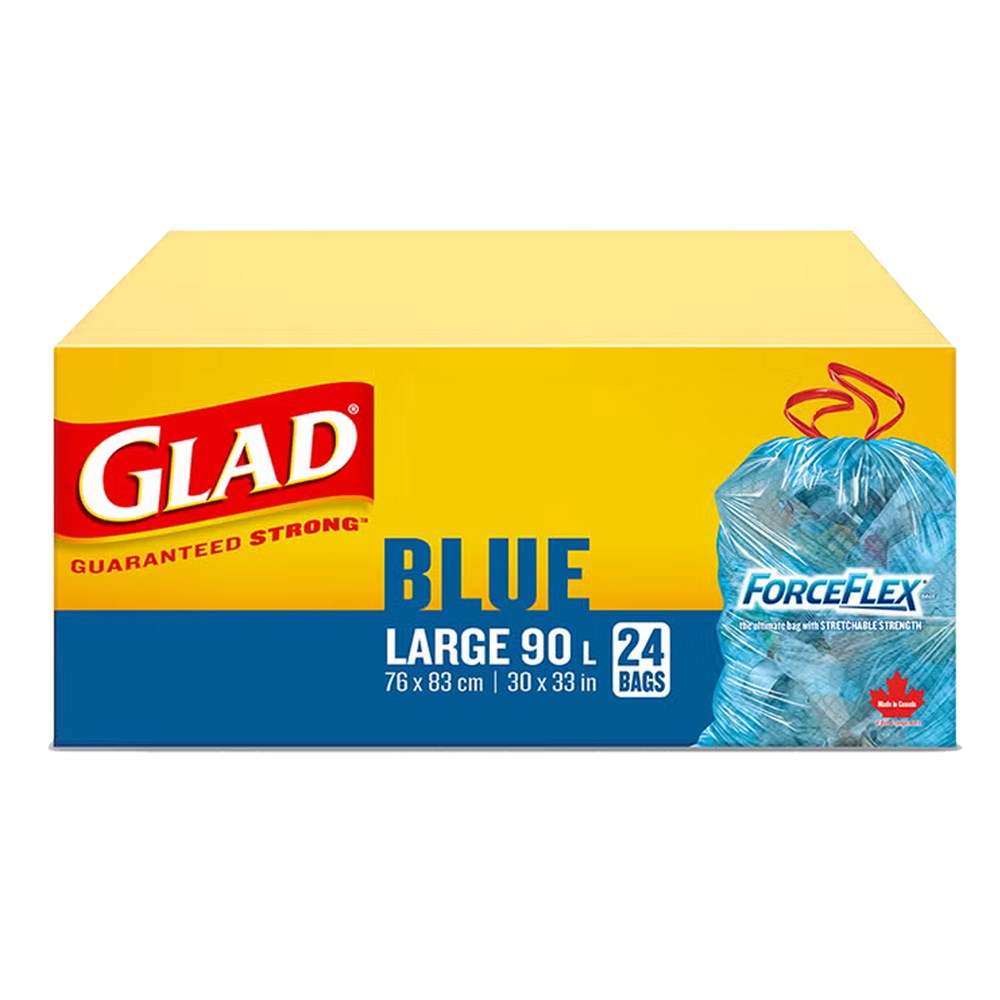 Khaki GLAD Blue Recycling Bag w/Drawstring [Large 90L, 76X83 cm]