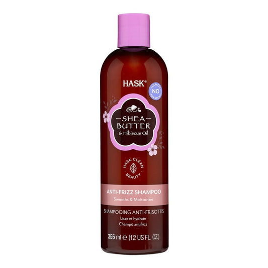 White Smoke HASK Shea Butter &amp; Hibiscus Oil Anti-Frizz Shampoo (12oz)