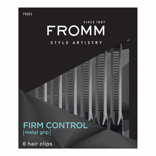 Black FROMM Firm Control Metal Grip Hair Clips BK 6PK F5021/02105