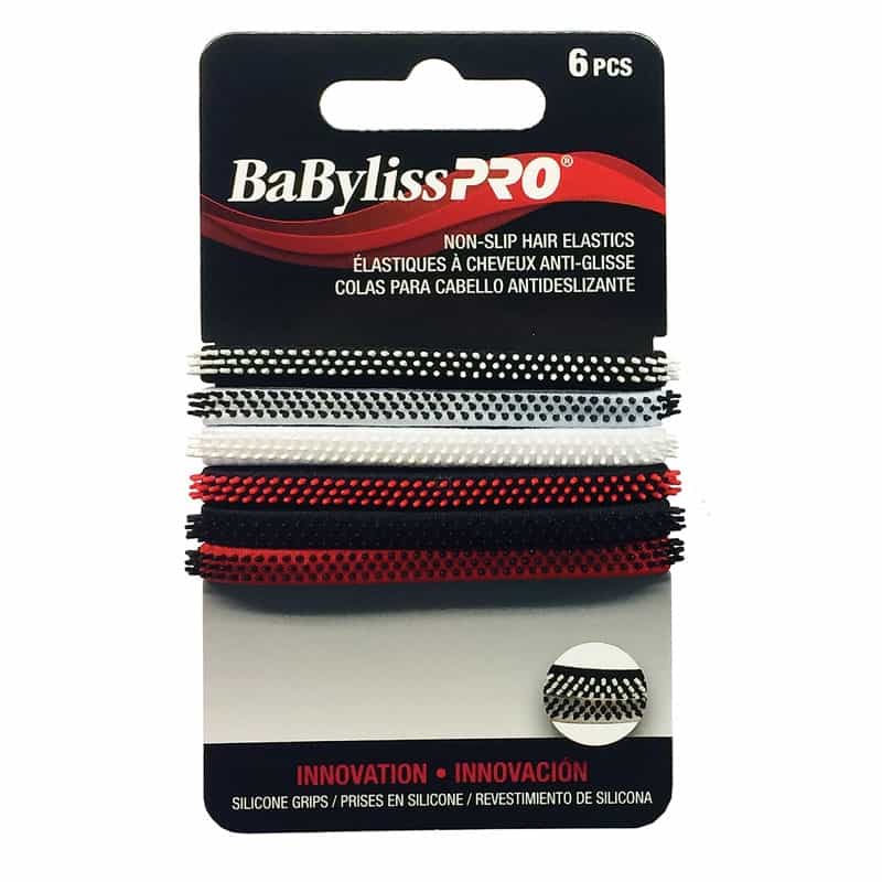 Black BaBylissPRO Non-Slip Hair Elastics 6pcs - BESHAEL3UCC/39127