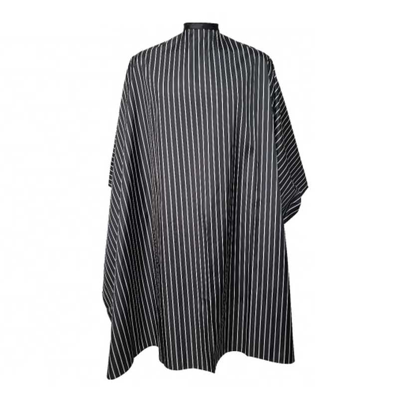 White Smoke H&R  Barber Cape  Black with White Stripes  Hook